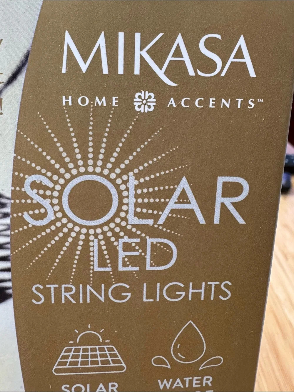 Mikasa Solar LED String Lights - Black and Gold Accents